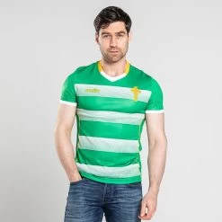 Celtic Cross Hooped Player Fit Jersey Green / Amber