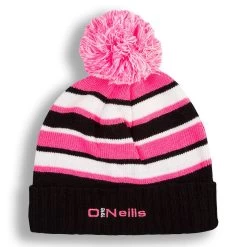 Beacon Bobble Hat Black / Flo Pink / White