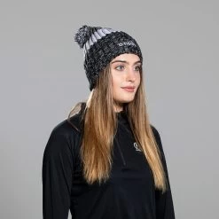 Bowen Bobble Hat Black White Grey -Sports Equipment Discount Store bowen bobble hat marl blk wht 2
