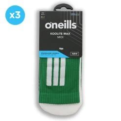 Koolite Max Midi Socks 3 Pack Green / White -Sports Equipment Discount Store coolmax koolite midi enr wht 3 3