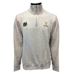 Guinness Men's Notre Dame Quarter Zip Sweatshirt Grey