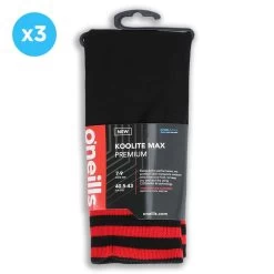Kids' Koolite Max Premium Sports Socks 3 Pack Black / Red -Sports Equipment Discount Store kmpr s02 0 gen bkrdxx adlt p3x12 1