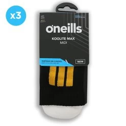 Koolite Max Midi Socks 3 Pack Black / Amber -Sports Equipment Discount Store koolite max midi blk amb 3 1