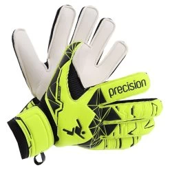 Precision Junior Fusion X Flat Cut Essential GK Gloves Flo Yellow / Black