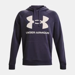 Under Armour Men's Rival Fleece Big Logo Hoodie Tempered Steel / Onyx White -Sports Equipment Discount Store ps1357093 558 hf