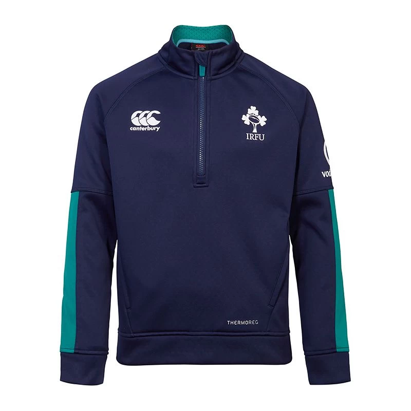 Canterbury Ireland Rugby IRFU 2023/24 Kids' Half Zip Training Top Evening Blue / Deep Lake 3 Canterbury Ireland Rugby IRFU 2023/24 Kids' Half Zip Training Top Evening Blue / Deep Lake