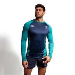 Canterbury Ireland Rugby IRFU 2023/24 Men's Long Sleeve Light Training T-Shirt Deep Lake / Evening Blue