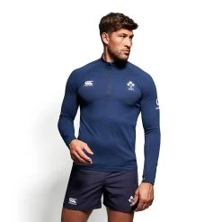 Canterbury Ireland Rugby IRFU 2023/24 Men's Seamless First Layer Quarter Zip Top Evening Blue