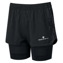Ronhill Women's Tech Marathon Twin Short All Black