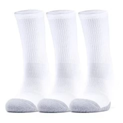 Under Armour Men's HeatGear® Crew Socks 3 Pack White / Steel