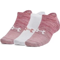 Under Armour Essential No Show 3-Pack Socks Pink / White