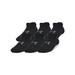 Under Armour Kids' UA Essential 6-Pack No Show Socks Black / Black / Pitch Grey