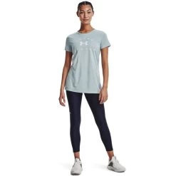 Under Armour Women's Tech Solid Logo Arch T-Shirt Breaker Blue / White -Sports Equipment Discount Store s7.v5 1369864 478 fsf