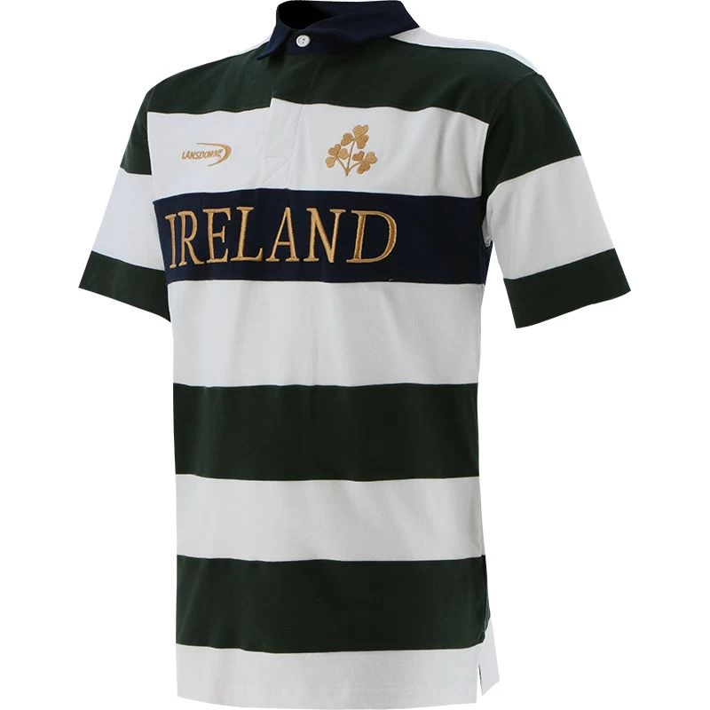 Men's Lansdowne Ireland Stripe Short Sleeve Rugby Top Bottle / White 3 Men's Lansdowne Ireland Stripe Short Sleeve Rugby Top Bottle / White