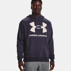 Under Armour Men's Rival Fleece Big Logo Hoodie Tempered Steel / Onyx White